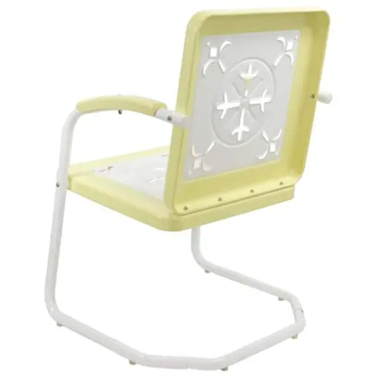 35" Square Outdoor Retro Tulip Armchair Yellow {5}