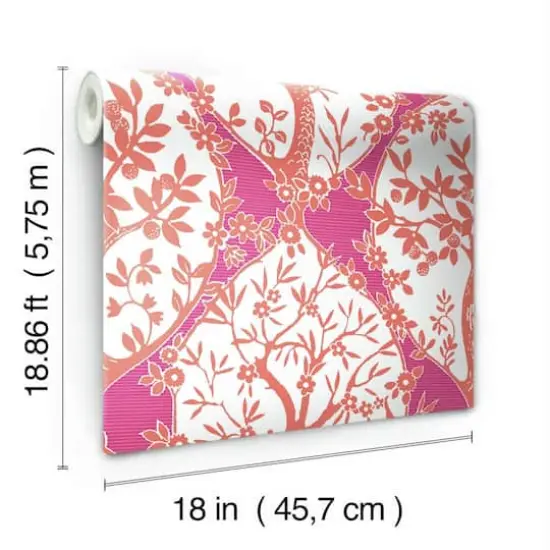 RoomMates Tree & Vine Ogee Peel & Stick Wallpaper Pink and orange {6}