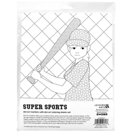 Leisure Arts® Dot Art Markers Super Sports Coloring Sheets Set {3}