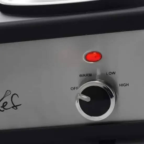 MegaChef Brushed Silver & Black Finish Triple 2.5qt. Slow Cooker & Buffet Server With 3 Ceramic Cooking Pots & Removable Lid Rests {3}