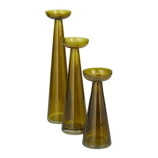 Green Contemporary Candle Holder Set {3}