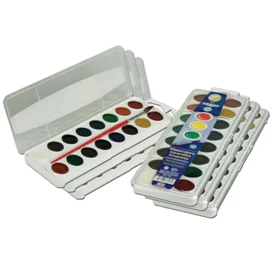 Prang&reg; Semi-Moist Washable Watercolor Set with Brush, 6 Sets of 16 {1}