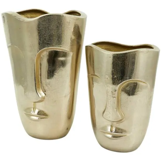 Gold Glam Aluminum Face Vase Set {11}