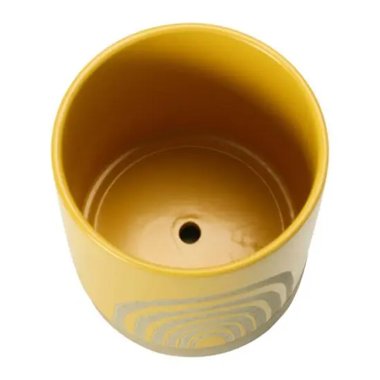 Hello Honey® 7.25" Yellow Stoneware Rainbow Planter & Saucer Set {4}