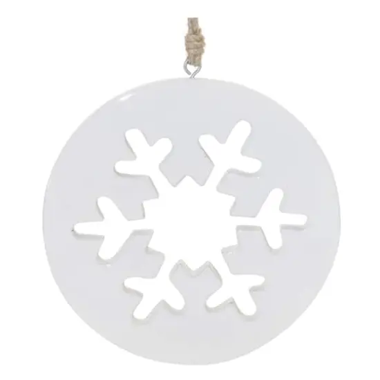 White Wood Snowflake Cut-Out Ornament (Set of 12) {4}