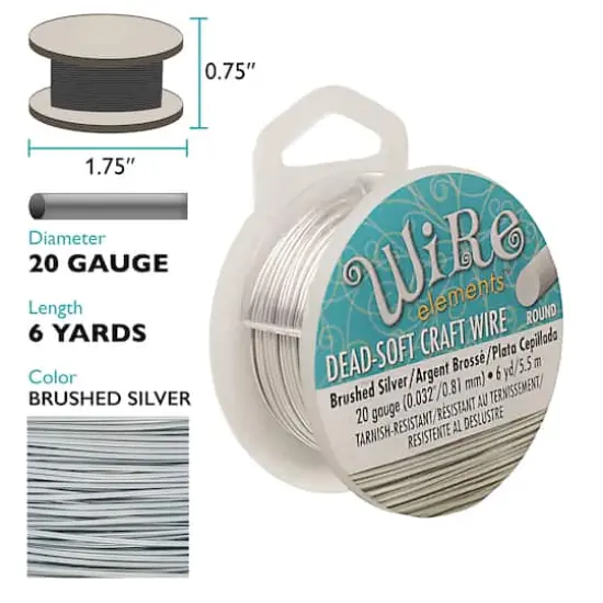 The Beadsmith&reg; Wire Elements&trade; 20 Gauge Tarnish Resistant Soft Temper Wire, 6yd. Brushed Silver {5}