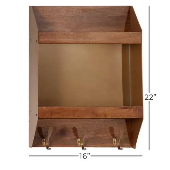 Brown Metal Industrial Wall Shelf, 22" x 16" x 5" {6}