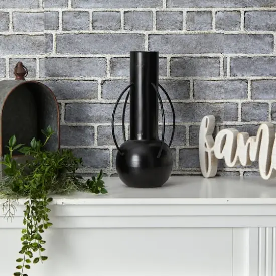 14" Black Contemporary Metal Vase {4}