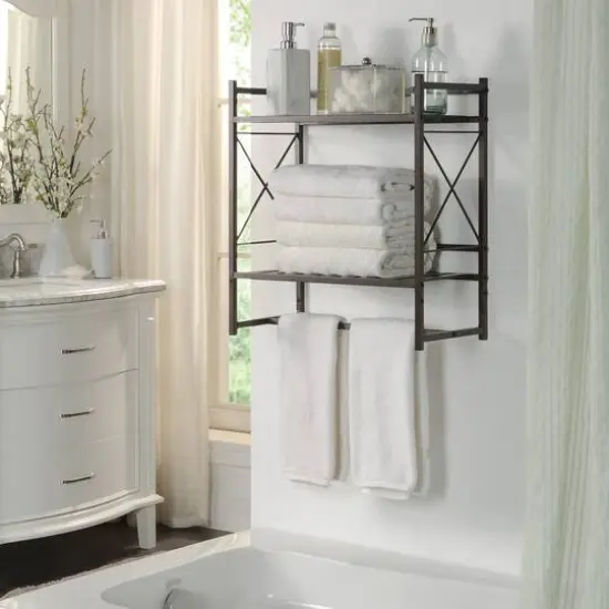 SunnyPoint 20" 2-Tier Metal Shelf Oil Rubbed Bronze {4}