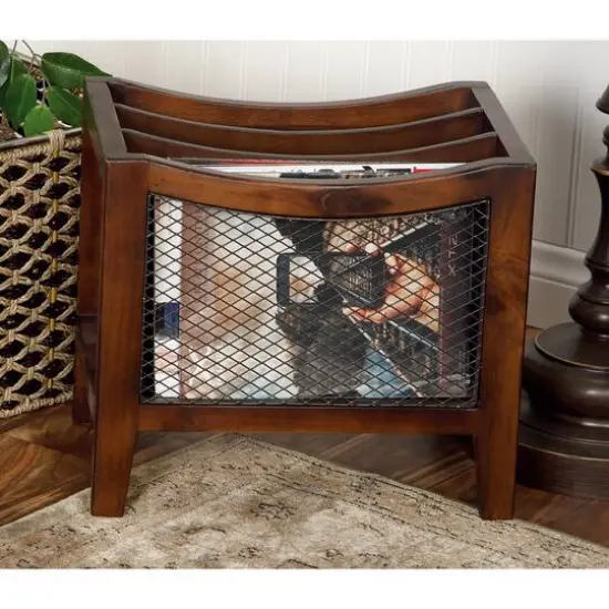 Brown Wood Traditional Magazine Rack Holder {10}