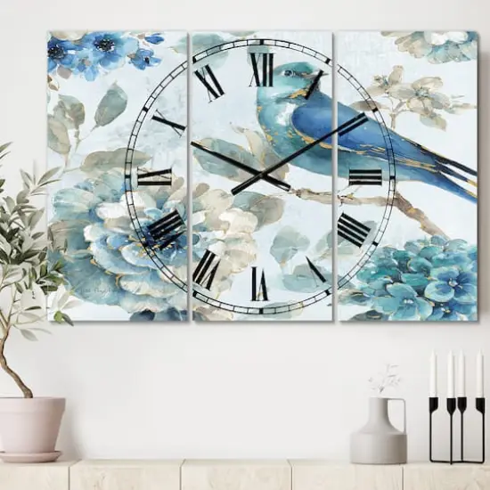 Designart 'Indigold Watercolor Lovely Bird Ii Traditional Multipanel Wall Clock {3}