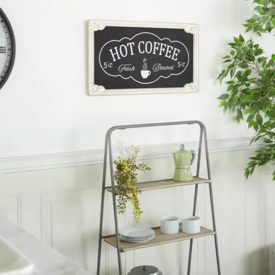 24" Black Hot Coffee Wall Sign {8}
