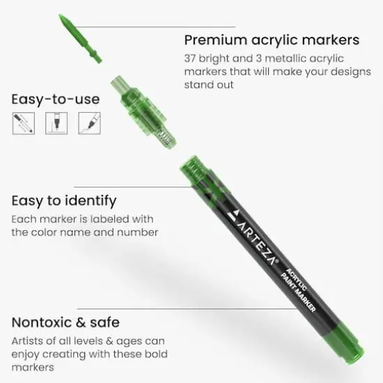 Arteza&reg; Bright Colors Extra Fine Acrylic Paint Marker Set {4}