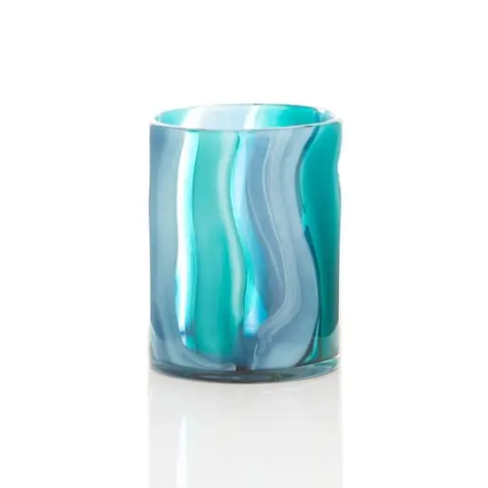 6.5" Small Blue Cylinder Glass Vase {4}