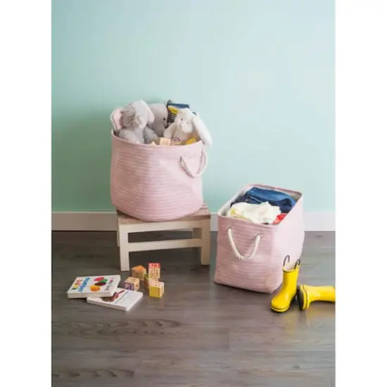 DII&reg; Large Rectangle Pink Sorbet Keeping Score Polyester Bin {5}