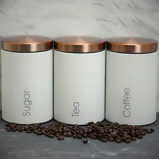 MegaChef Essential Kitchen Storage Matte White 3-Piece Sugar, Coffee & Tea Canister Set {5}