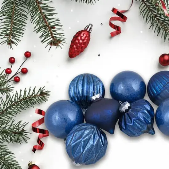 12ct. Blue Glass Onion & Ball Ornaments {4}