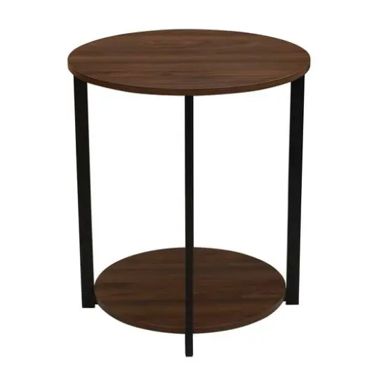 Household Essentials Jamestown 24" Round End Table Mid Century Walnut {15}