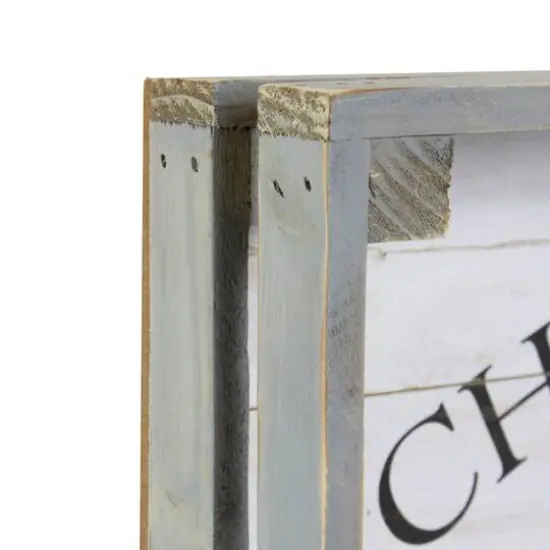 Gray & White Farm Fresh Christmas Trees Wooden Tray Hanging Sign Set {5}