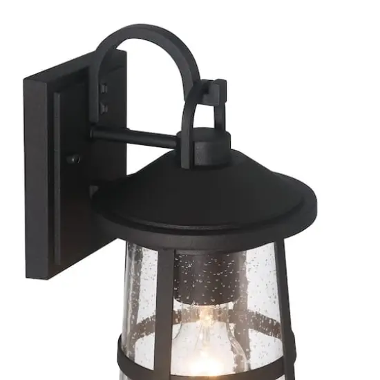Hello Honey&reg; Nantucket Matte Black Coastal Metal & Glass Wall Mounted Outdoor Lantern Light {9}