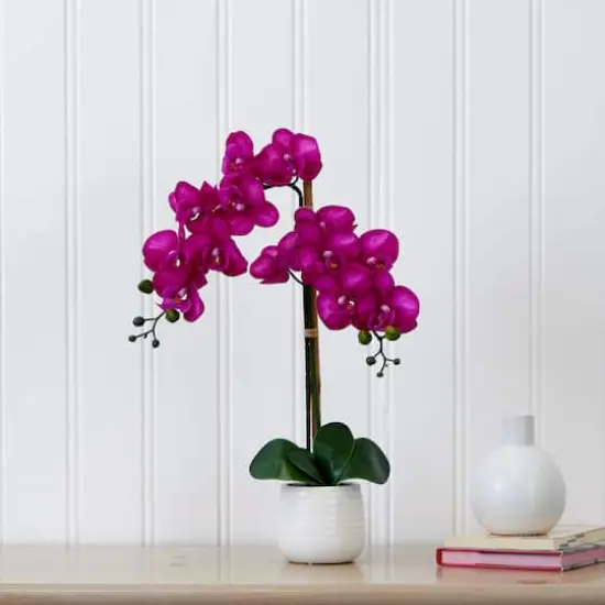 19" Artificial Purple Orchid with Decorative Vase {5}