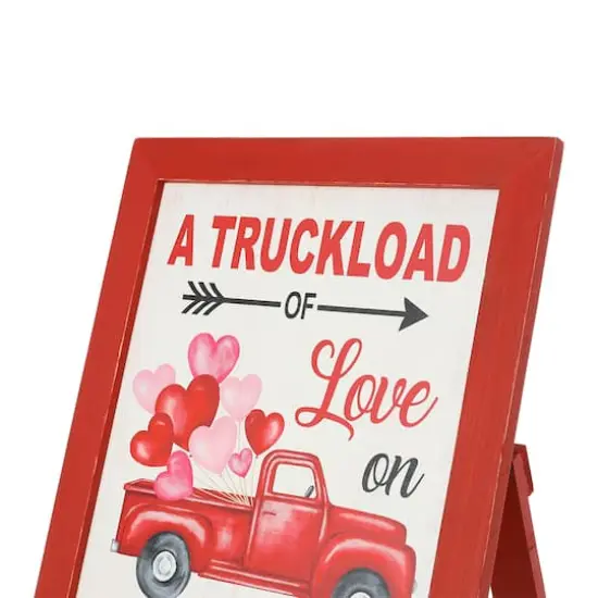 Glitzhome&reg; 24" Wooden Valentine's Truck Standing Porch Sign {7}