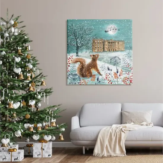 Stupell Industries Squirrel Watching Santa Claus Canvas Wall Art {3}