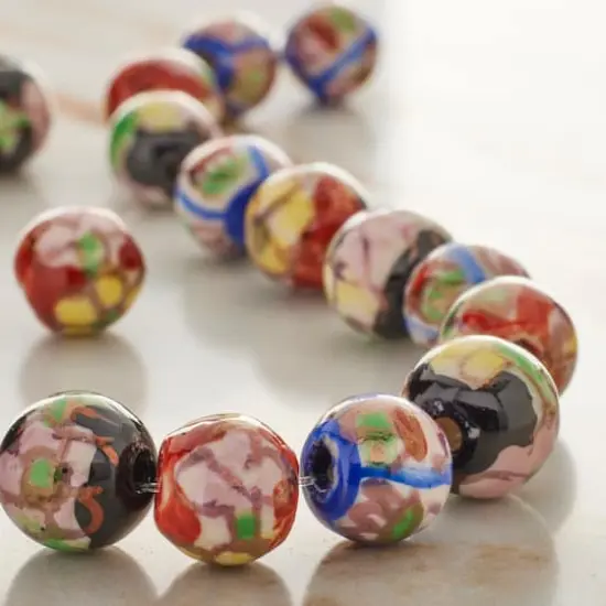 Multicolored Floral Ceramic Beads, 8mm by Bead Landing&trade; {3}