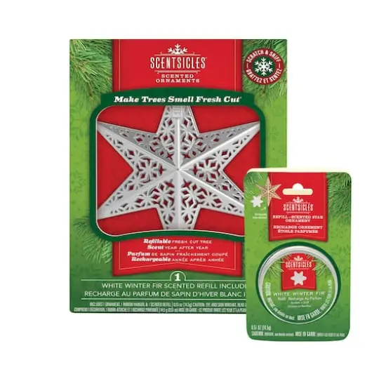 Scentsicles&reg; Metal White Star Decorative Ornament with White Winter Fir Refill {1}