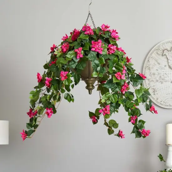 3ft. Pink Bougainvillea in Hanging Metal Bowl {5}