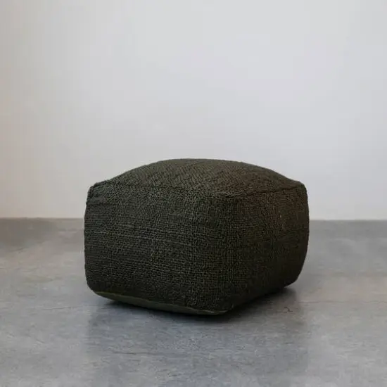 Hello Honey&reg; 26" Olive Green Handwoven Jute & Cotton Pouf Ottoman {3}