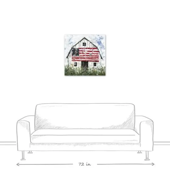 White Rustic Patriotic Barn I Canvas Wall Art {6}