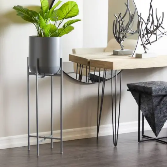 Dark Grey Modern Planter, 13" x 13" x 36" {9}