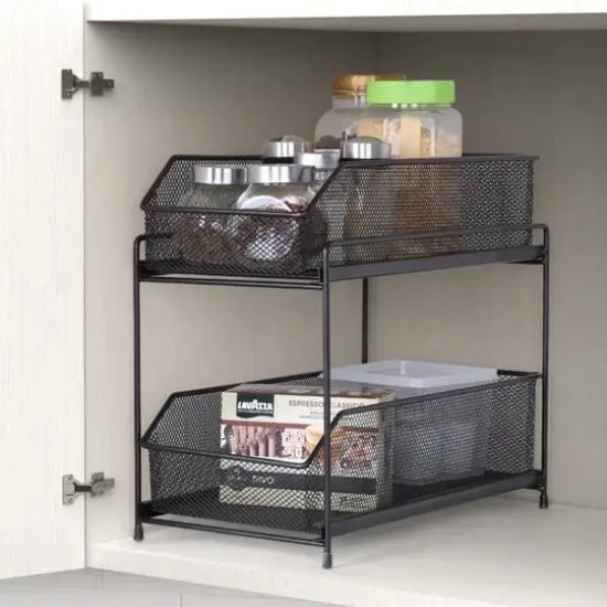 NEX&trade; Dark Brown 2-Tier Sliding Basket Organizer Drawer {5}