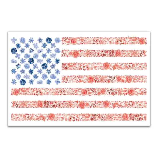 Watercolor Floral Flag Canvas Wall Art {1}