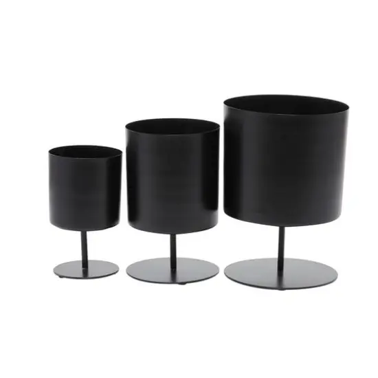 Black Modern Planter, Set of 3" 14", 12", 10" {8}