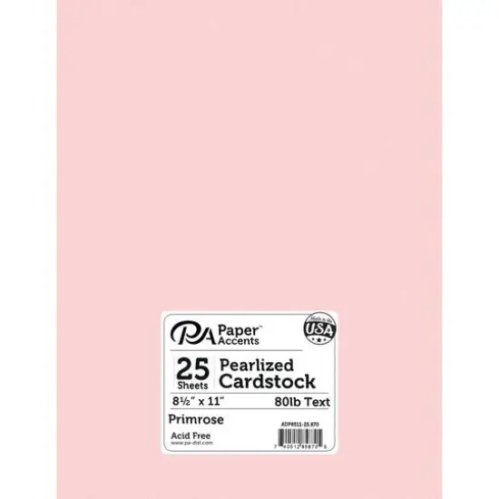 PA Paper&trade; Accents Pearlized 8.5" x 11" 80lb. Paper, 25 Sheets Primrose {1}