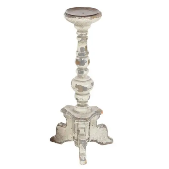 White Wood Vintage Candle Holder Set {4}