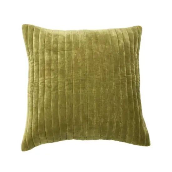 Hello Honey&reg; 20" Square Quilted Velvet Pillow Cover with Channel Stitch Green {3}