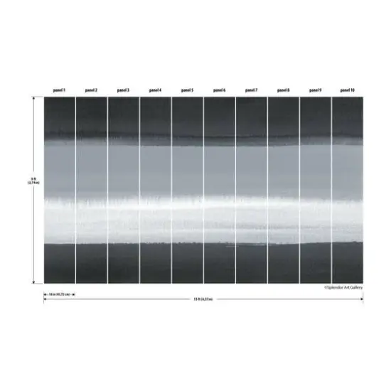 RoomMates Watercolor Horizon Peel & Stick Wallpaper Mural Black/Gray {6}