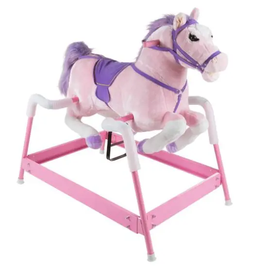 Toy Time Pink Plush Spring Rocking Horse Ride-On {1}