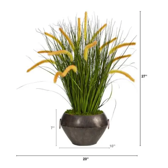 2.5ft. Onion Grass Plant in Metal Planter {3}