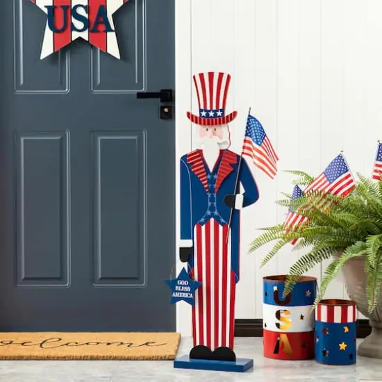 Glitzhome&reg; 40" Patriotic America Uncle Sam Porch D&eacute;cor {3}
