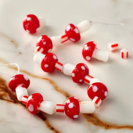 Red Mushroom Lampwork Glass Bead Mix by Bead Landing&trade; {3}