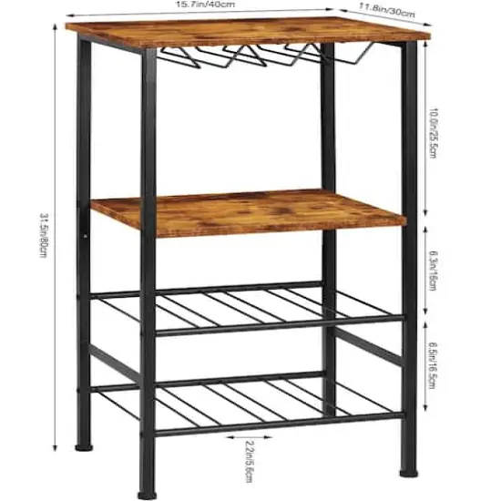 Rustic Brown Freestanding Industrial Wood Wine Rack  {6}