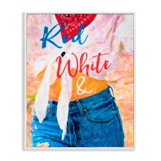 Stupell Industries Red White & Blue Patriotic American Celebration Framed Giclee Art {1}