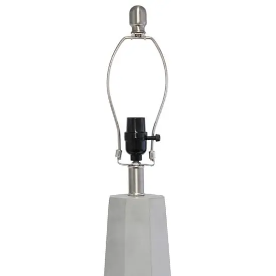Lalia Home 30.5" Concrete Pillar Table Lamp with White Fabric Shade {7}