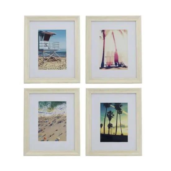 Melannco 4 Pack White Woodgrain 5" x 7" Wall Frames with Mat {1}