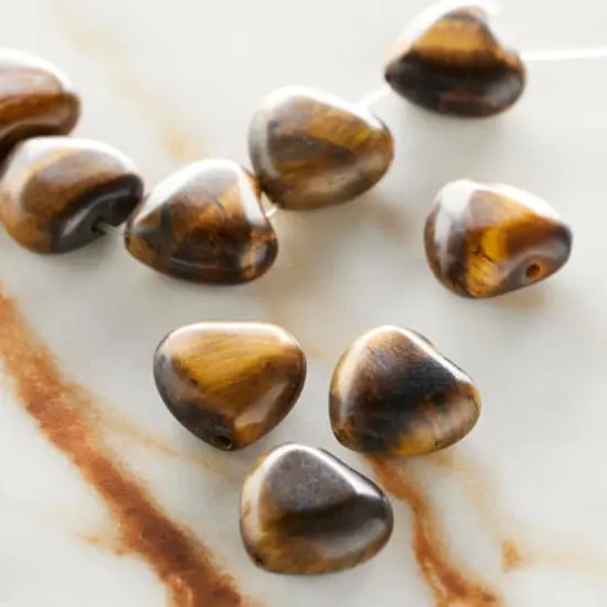 Brown Tiger's Eye Heart Semi-Precious Beads by Bead Landing&trade;, 12mm  {3}