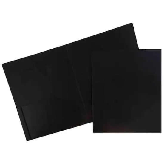 JAM Paper 9.5" x 11.5" Black Heavy Duty Plastic 2-Pocket Presentation Folders, 6ct. {1}